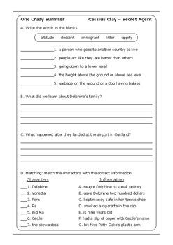 Rita Williams-Garcia "One Crazy Summer" worksheets by Peter D | TpT