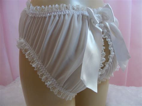Sissy Frilly Sheer White Chiffon Lace Open Butt Panties All Etsy