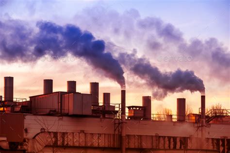 Air Pollution With Smoke From Factory Chimneys Stock Photo By Manfredxy