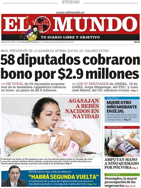 El Mundo El Salvador Miércoles 26 De Diciembre De 2018 Infobae
