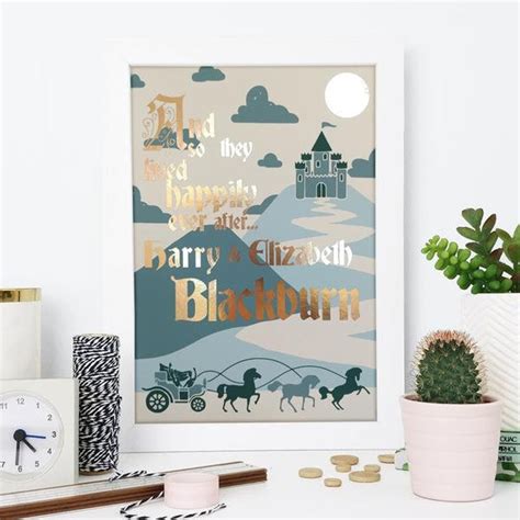 Personalised They Lived Happily Ever After Wedding Print Etsy
