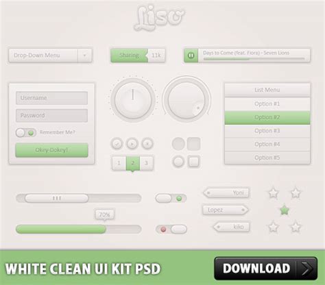 White Clean Ui Kit Free Psd Download Psd