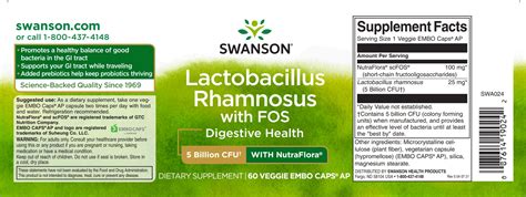 Lactobacillus Rhamnosus With Fos Swanson 60 Capsule Probiotice