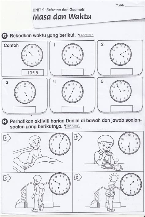 .masa dan waktu standard kandungan : SUDUT MATEMATIK: Lembaran Kerja 8 ( Masa dan Waktu )