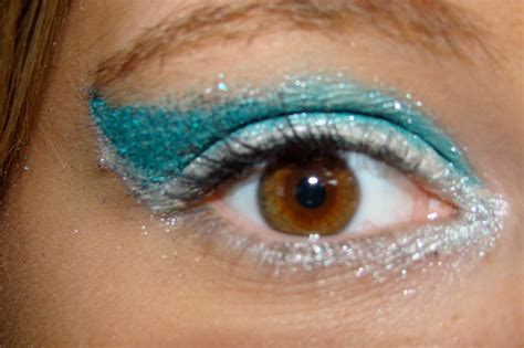 Teal And Silver Gltter Cheer Makeup Teal Eye Makeup Dance Makeup