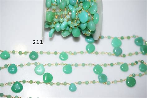 Natural Chrysoprase Chalcedony Wrapped Faceted Beaded And Etsy Uk