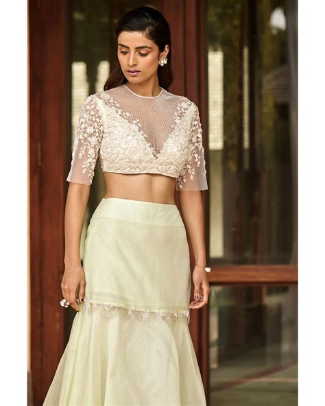 ridhi mehra on instagram “embellished mint green blouse paired with a tiered silk organza skirt