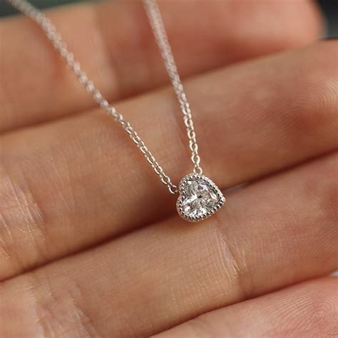 Heart Diamond Necklace Diamond Solitaire Necklace Heart Necklace