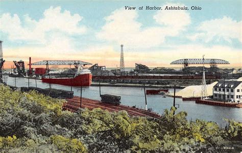 Ashtabula Ohio Harbor Birdseye View Steam Ship Antique Postcard K25360 Ebay