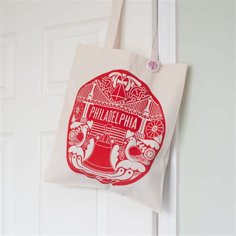 Philadelphia Tote Bag Red Philly Icons Tote Bag Featuring The Ben Fra