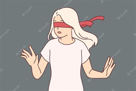 Premium Vector Blindfolded Girl Cannot Navigate In Space Due To