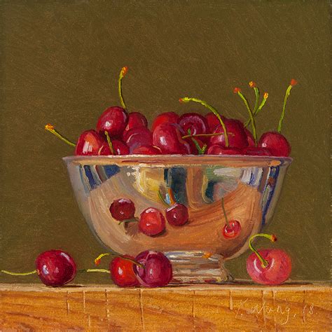 Wang Fine Art Cherries In A Bowl Still Life Oil Painting Original
