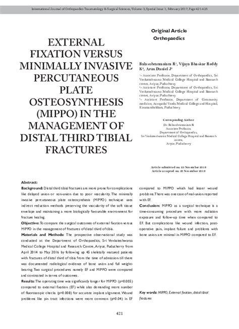 Pdf External Fixation Versus Minimally Invasive Percutaneous Plate