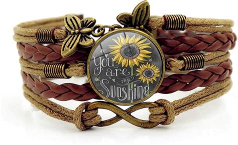 sunflower leather bracelets for womens present you are my sunshine bracelets for mother teen