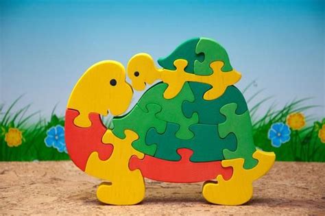 Wooden Puzzle Turtle Nursery Decor Turtle Toy Wooden Animals Wooden