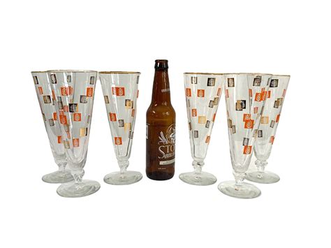 6 Vintage Woodland Libbey Pilsner Beer Glasses Six Retro Barware 1957 Mcm Mid Century Retro