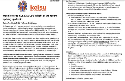 Society Presidents Demand Kcl Intervention On Gendered Violence In Open Letter Roar News