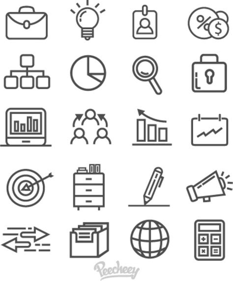Gray Business Icons On White Background Free Vector In Adobe