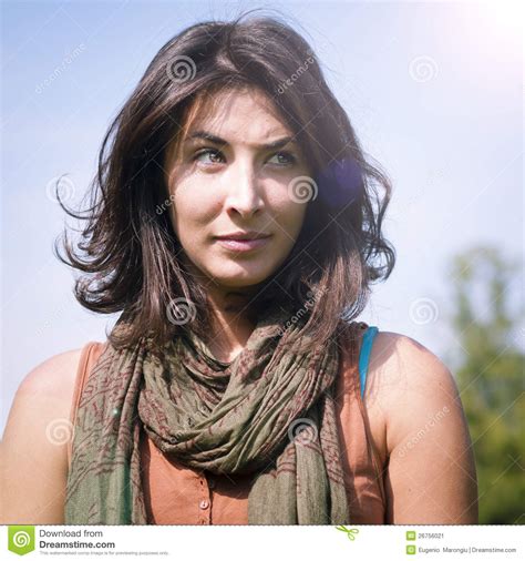 Beautiful Girl With Scarf On The Lawn Stock Image Image Of Hair Female 26756021