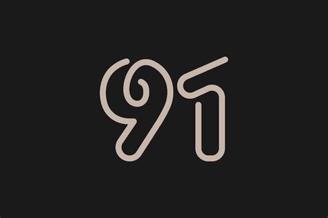 Monogramme De Logo Numéro 91 Style De Ligne De Logo Numéro 91