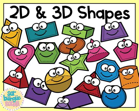 2d And 3d Shapes Clip Art Instant Download Etsy