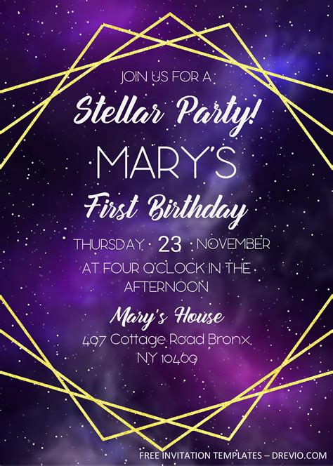 Galaxy Birthday Invitation Templates Editable With Ms Word Download
