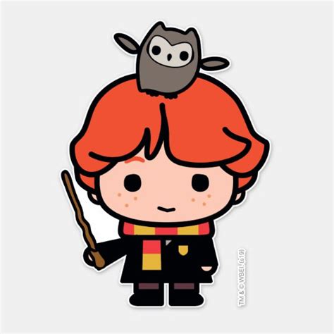 Cartoon Ron Weasley And Pigwidgeon Sticker Harry Potter