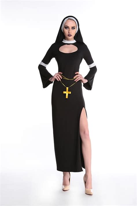 Sexy Catholic Monk Halloween Costumes Cosplay 2017 Nun Outfit Fantasy
