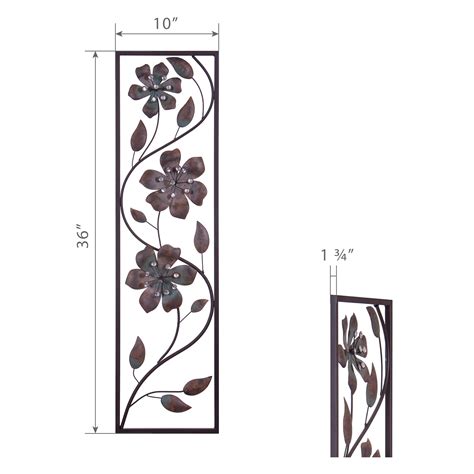 Patton Wall Decor Bronze Jeweled Flower Vine Decorative Metal Wall