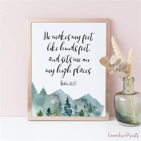 Psalm 18 33 He Makes My Feet Like Hinds Feet Scripture Wall Etsy