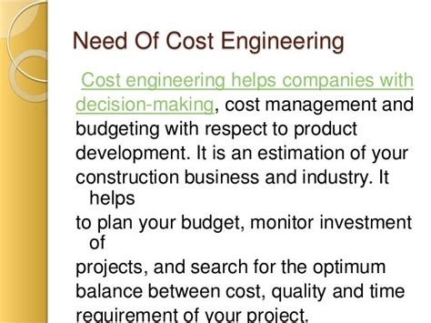 Cost Engineering And Estimation