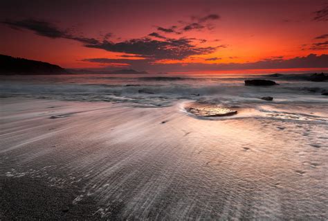 High resolution picture of red sunset, image of beach, sea | ImageBank.biz
