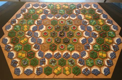 Submitted 4 years ago by manwithnomodem. Prawn Designs - Hex Board Style 1 in use with Settlers of ...