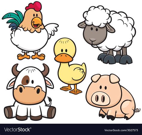 Vector Illustration Of Cartoon Animals Farm Set Download A Free
