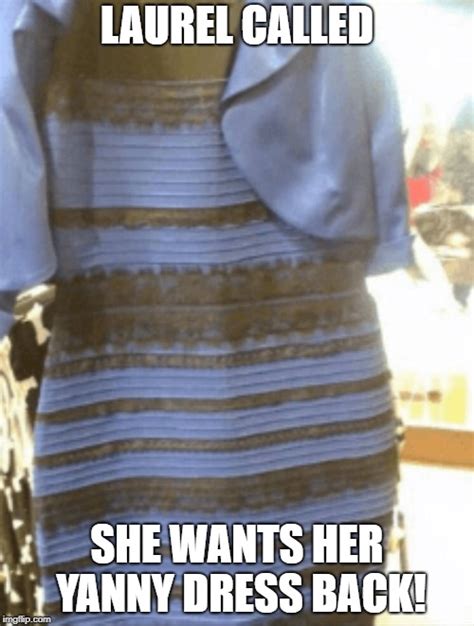 Image Tagged In Laurelyannygold And White Dressblue And Black Dress