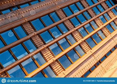 Modern Office Building Detailed View Of Finance House Windows Pattern