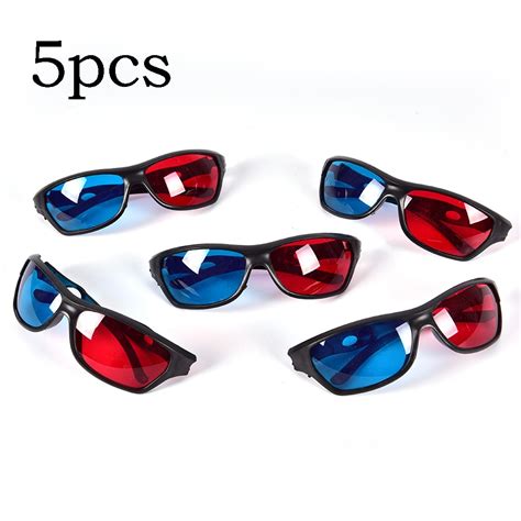 5pcs Black Frame Universal 3d Plastic Glasses Oculos Red Blue Cyan 3d Glass Anaglyph 3d Movie
