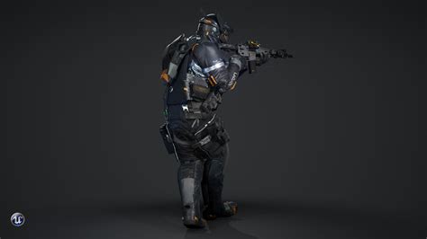 3d model scifi urban soldier vr ar low poly cgtrader
