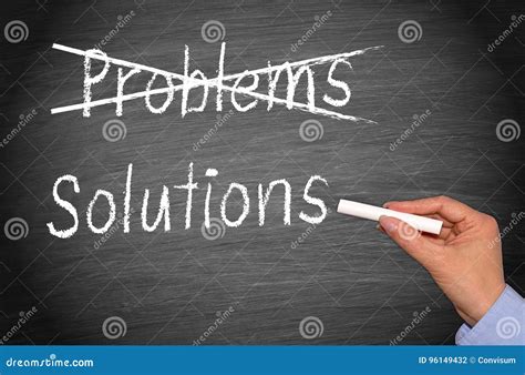 Crossing Out Problems And Writing Solutions On Chalkboard Stock Photo