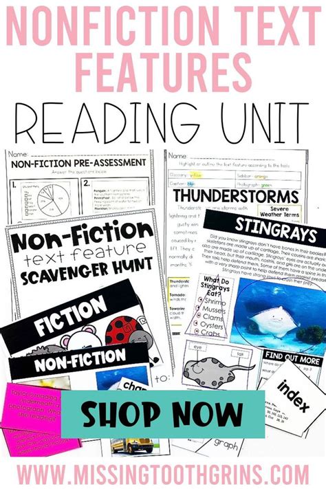 Nonfiction Text Features Reading Unit Posters Lesson Plans Reading