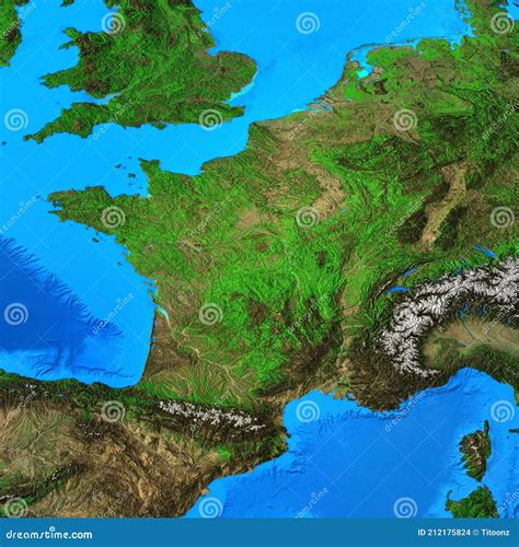 High Resolution Physical Map Of France Stock Illustration