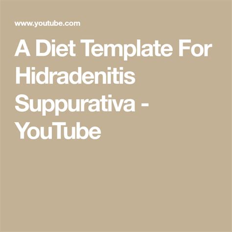 A Diet Template For Hidradenitis Suppurativa Youtube Hidradenitis