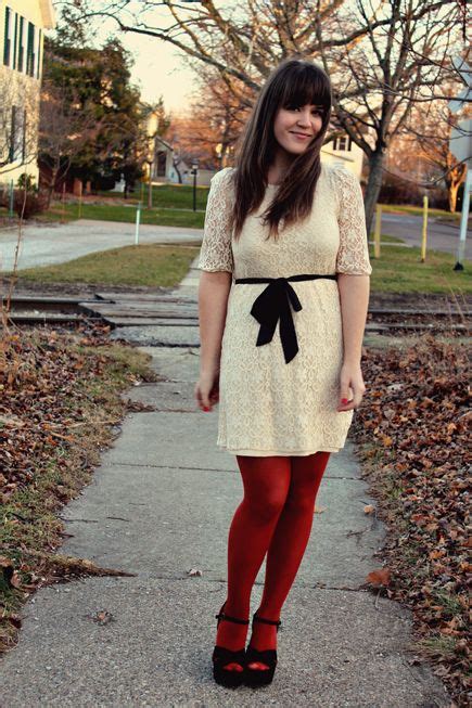 White Laced Dress Colored Tights Outfit Fashion Fashion Outfits