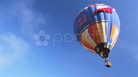 Big Hot Air Balloon Flying In The Blue Sky Stock Footage Youtube