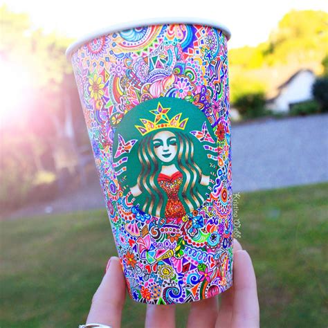 Incredible Decorated Starbucks Cup Beautiful Colors Starbucks Art