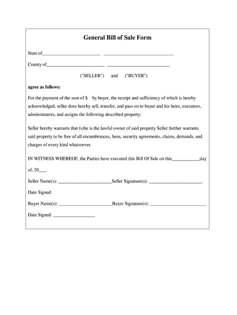 Bill Of Sale Template 2020 Fill And Sign Printable Template Online