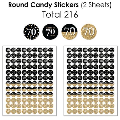 Adult 70th Birthday Gold Mini Candy Bar Wrappers Round Etsy