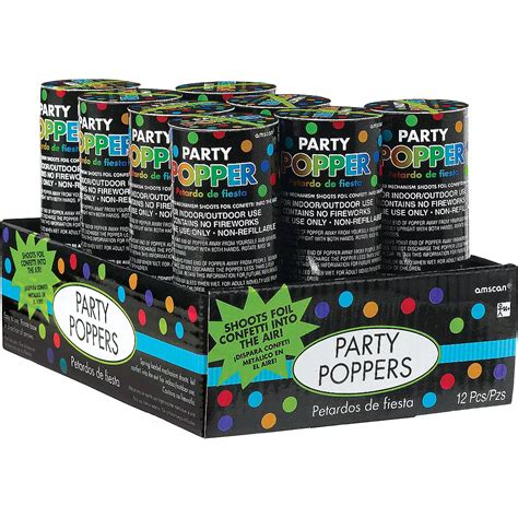 Multicolor Confetti Party Poppers 12ct Party City
