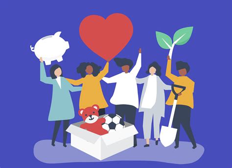 people volunteering and donating money and items to a charitable cause download free vectors