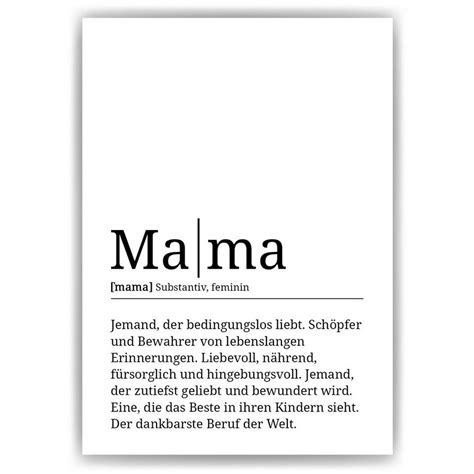 Tigerlino Poster Mama Definition Wandbild Geburtstag Muttertag Geschenk